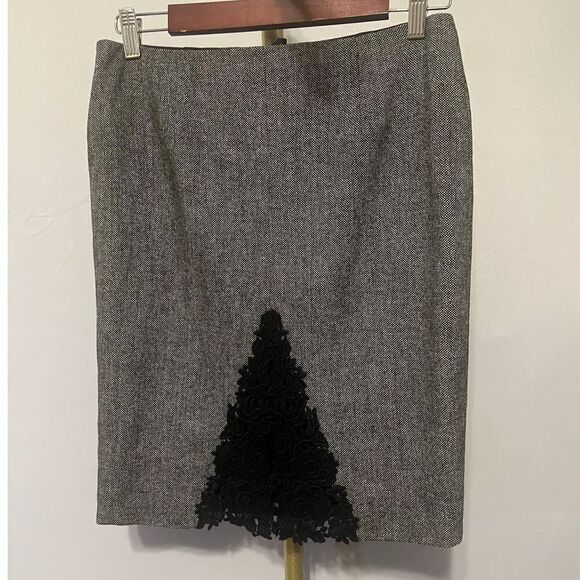Agnes B. Paris Wool Blend Skirt with Lace Inset Sz. 40 (US 8) - Picture 1 of 4